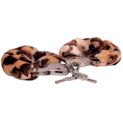 Металлические наручники, обшитые леопардовым мехом Металлические наручники, обшитые леопардовым мехом