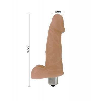 Телесный мини-вибромассажер с мошонкой - 12,5 см. Телесный мини-вибромассажер с мошонкой - 12,5 см.