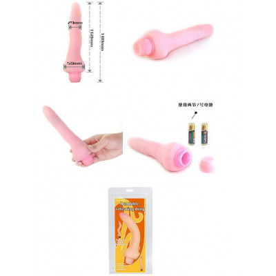 Гнущийся вибратор с мошонкой - 18,8 см. Гнущийся вибратор с мошонкой - 18,8 см.