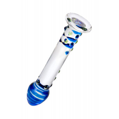 Стеклянный фаллос с цветными бусинами - 18 см. Стеклянный фаллос с цветными бусинами - 18 см.