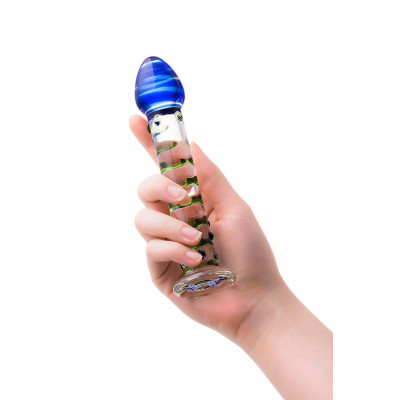 Стеклянный фаллос с цветными бусинами - 18 см. Стеклянный фаллос с цветными бусинами - 18 см.