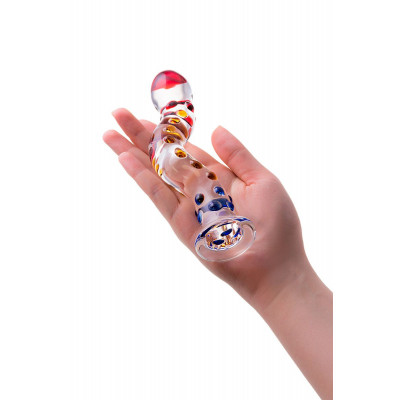 Изогнутый стеклянный фаллос с объемными точками - 20 см. Изогнутый стеклянный фаллос с объемными точками - 20 см.