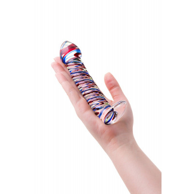 Стеклянный фаллос с разноцветными спиралями - 16,5 см. Стеклянный фаллос с разноцветными спиралями - 16,5 см.