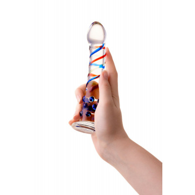 Стеклянный фаллос с различным рельефом - 18 см. Стеклянный фаллос с различным рельефом - 18 см.