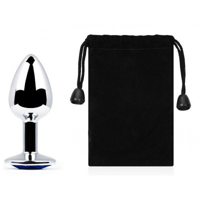 Анальное украшение SILVER PLUG SMALL с синим кристаллом - 7,2 см. Анальное украшение SILVER PLUG SMALL с синим кристаллом - 7,2 см.