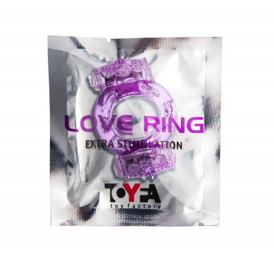 Фиолетовое виброкольцо с двумя вибропульками Фиолетовое виброкольцо с двумя вибропульками