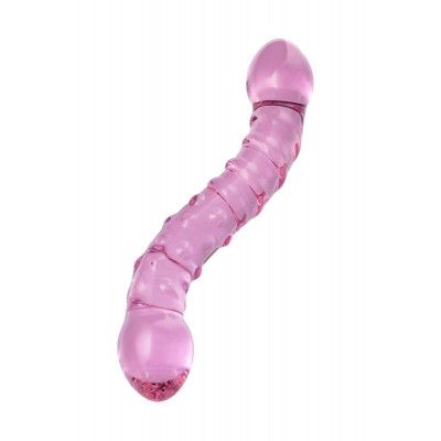 Двусторонний розовый фаллос с рёбрами и точками - 20,5 см. Двусторонний розовый фаллос с рёбрами и точками - 20,5 см.