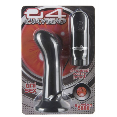 Черная анальная пробка с 4 режимами вибрации E4 CURVE HEAD - 11 см. Черная анальная пробка с 4 режимами вибрации E4 CURVE HEAD - 11 см.