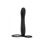 Черная насадка на пенис для двойной стимуляции Mojo BlackJack - 15 см.