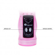 Розовый вибратор с анальным и клиторальным отростками Intimate Tease - 22 см.