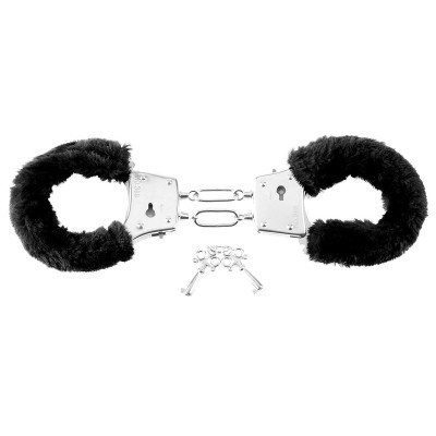 Меховые чёрные наручники Beginner s Furry Cuffs Меховые чёрные наручники Beginner s Furry Cuffs