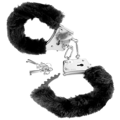 Меховые чёрные наручники Beginner s Furry Cuffs Меховые чёрные наручники Beginner s Furry Cuffs