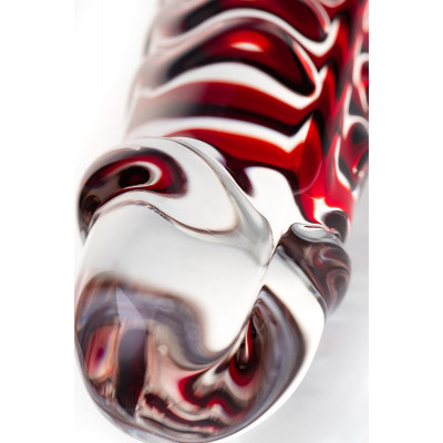 Стеклянный фаллос с мошонкой и рёбрышками - 16 см. Стеклянный фаллос с мошонкой и рёбрышками - 16 см.