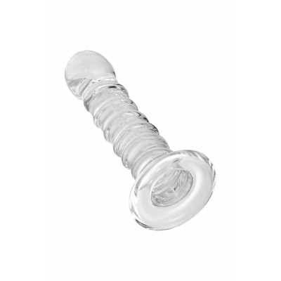 Фаллос со спиралевидным рельефом из прозрачного стекла - 16 см. Фаллос со спиралевидным рельефом из прозрачного стекла - 16 см.