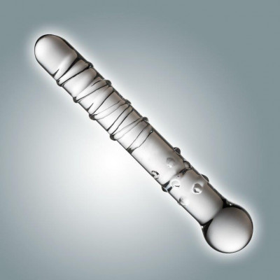 Стеклянный фаллоимитатор с рельефом - 20 см. Стеклянный фаллоимитатор с рельефом - 20 см.