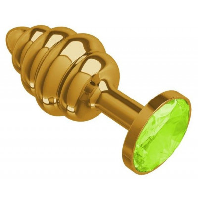 Золотистая спиралевидная анальная пробка с желтым кристаллом - 7 см. Золотистая спиралевидная анальная пробка с желтым кристаллом - 7 см.