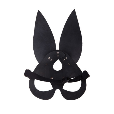 Чёрная кожаная маска с длинными ушками Чёрная кожаная маска с длинными ушками