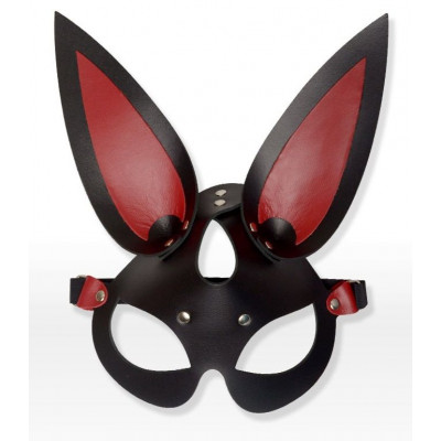 Черно-красная кожаная маска с длинными ушками Черно-красная кожаная маска с длинными ушками