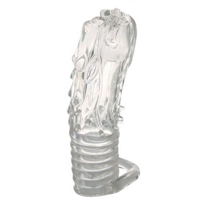 Закрытая прозрачная насадка в форме дракона с креплением-колечком - 14 см. Закрытая прозрачная насадка в форме дракона с креплением-колечком - 14 см.