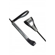 Чёрно-серебристый стек с хлопушкой из кожи - 62 см.