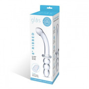 Прозрачный ребристый двусторонний стимулятор Ribbed G-Spot - 20 см.