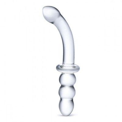 Прозрачный ребристый двусторонний стимулятор Ribbed G-Spot - 20 см. Прозрачный ребристый двусторонний стимулятор Ribbed G-Spot - 20 см.