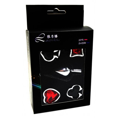 Набор из серебристой анальной пробки из нержавеющей стали и 4 кристаллов в форме мастей - 7,6 см. Набор из серебристой анальной пробки из нержавеющей стали и 4 кристаллов в форме мастей - 7,6 см.