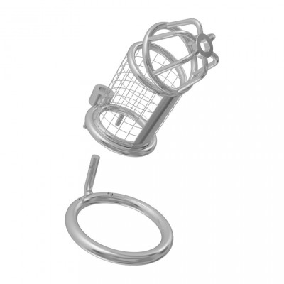 Серебристый мужской пояс верности на замочке Серебристый мужской пояс верности на замочке