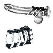 Тройное металлическое кольцо на пенис с регулируемым ремешком