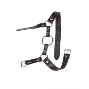 Кляп-кольцо на чёрных кожаных ремешках с застёжкой
