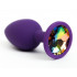 Фиолетовая анальная пробка с радужным стразом - 7,6 см. Фиолетовая анальная пробка с радужным стразом - 7,6 см.