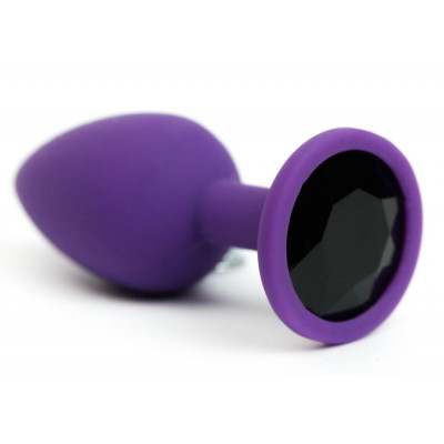 Фиолетовая анальная пробка с черным стразом - 7,6 см. Фиолетовая анальная пробка с черным стразом - 7,6 см.
