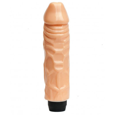 Телесный вибратор-реалистик с венками - 22 см. Телесный вибратор-реалистик с венками - 22 см.