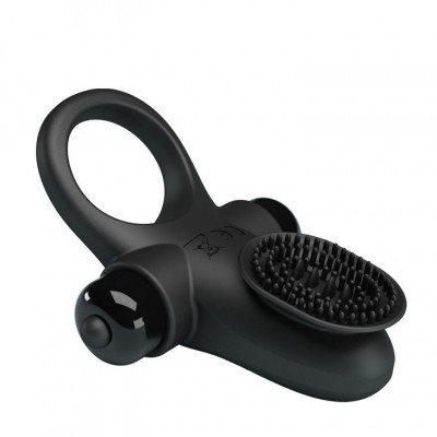 Черное эрекционное виброкольцо в клиторальной щеточкой Vibrant Penis Ring II Черное эрекционное виброкольцо в клиторальной щеточкой Vibrant Penis Ring II