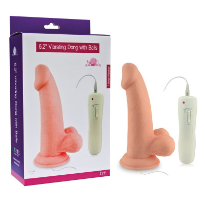 Телесный вибратор Vibrating Dong with Balls - 14 см. Телесный вибратор Vibrating Dong with Balls - 14 см.