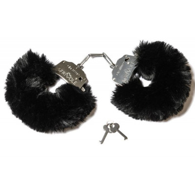 Дерзкие наручники с пушистым черным мехом Дерзкие наручники с пушистым черным мехом