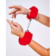 Шикарные наручники с пушистым красным мехом