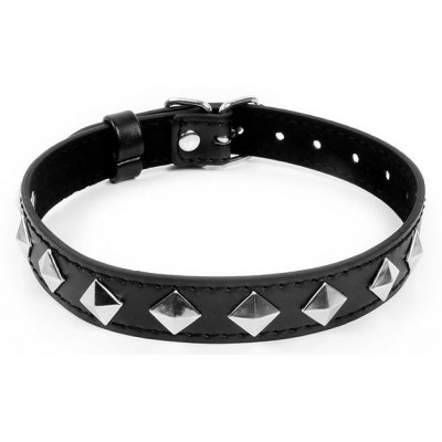 Черный ошейник с серебристыми ромбиками Черный ошейник с серебристыми ромбиками