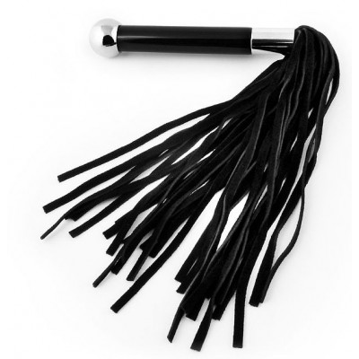 Черная многохвостая плетка с круглой ручкой с шариком на конце - 39 см. Черная многохвостая плетка с круглой ручкой с шариком на конце - 39 см.