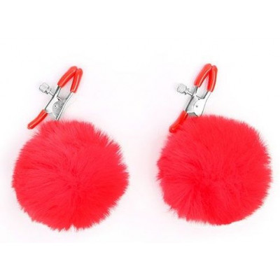 Зажимы для сосков с красным пушком Зажимы для сосков с красным пушком