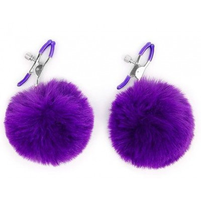 Зажимы для сосков с фиолетовым пушком Зажимы для сосков с фиолетовым пушком