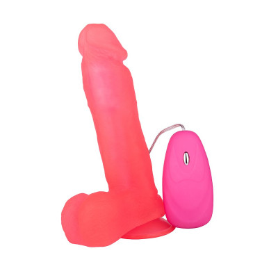 Розовый гелевый вибратор на присоске - 19 см. Розовый гелевый вибратор на присоске - 19 см.