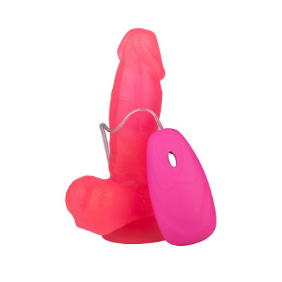 Розовый гелевый вибратор на присоске - 19,5 см. Розовый гелевый вибратор на присоске - 19,5 см.