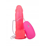 Розовый гелевый вибратор на присоске - 19,5 см.