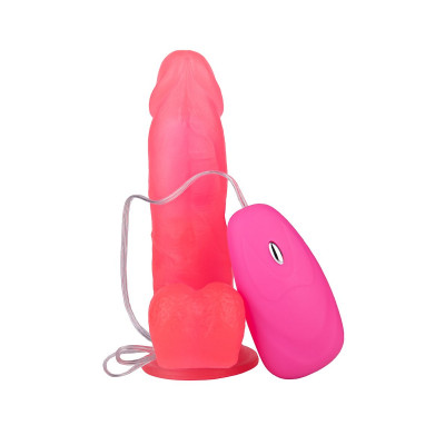 Розовый гелевый вибратор на присоске - 19,5 см. Розовый гелевый вибратор на присоске - 19,5 см.