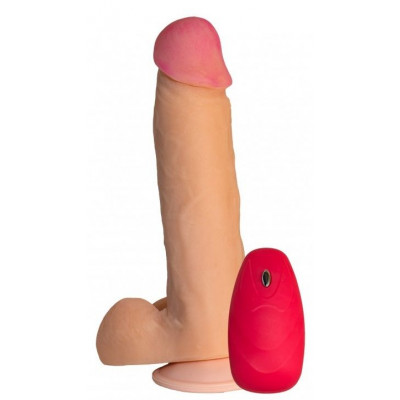 Телесный реалистичный вибратор №63 с проводным пультом - 19 см. Телесный реалистичный вибратор №63 с проводным пультом - 19 см.