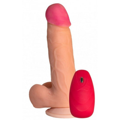 Телесный реалистичный вибратор №70 с пультом - 17 см. Телесный реалистичный вибратор №70 с пультом - 17 см.