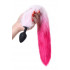 Черная анальная втулка с бело-розовым хвостом - размер M Черная анальная втулка с бело-розовым хвостом - размер M