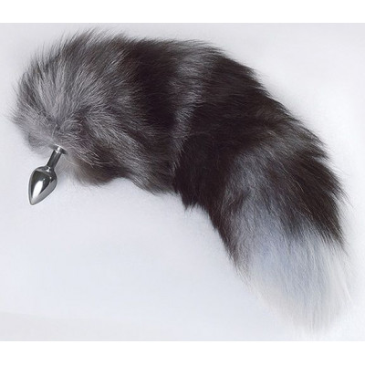 Серебристая анальная пробка с пушистым хвостом Серебристая анальная пробка с пушистым хвостом