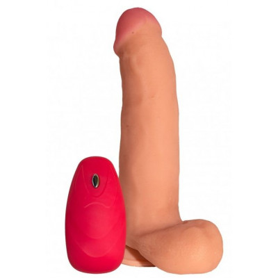 Телесный реалистичный вибратор №73 с проводным пультом - 20 см. Телесный реалистичный вибратор №73 с проводным пультом - 20 см.
